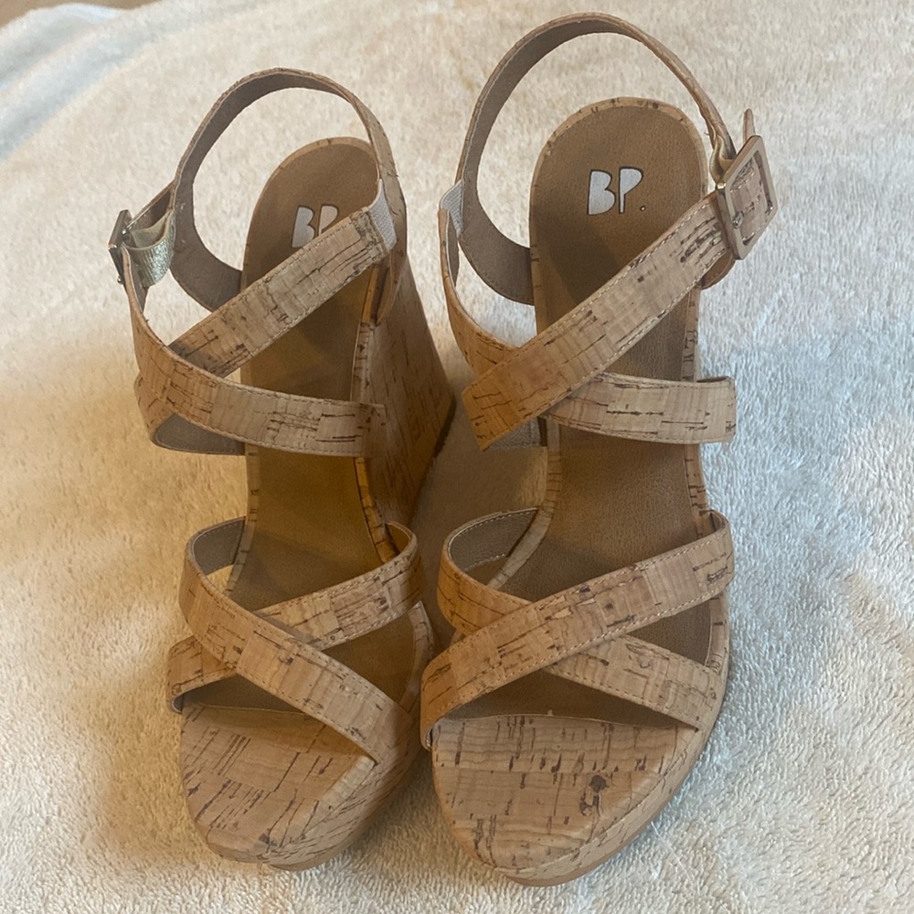 BP brand wedge cork sandals.